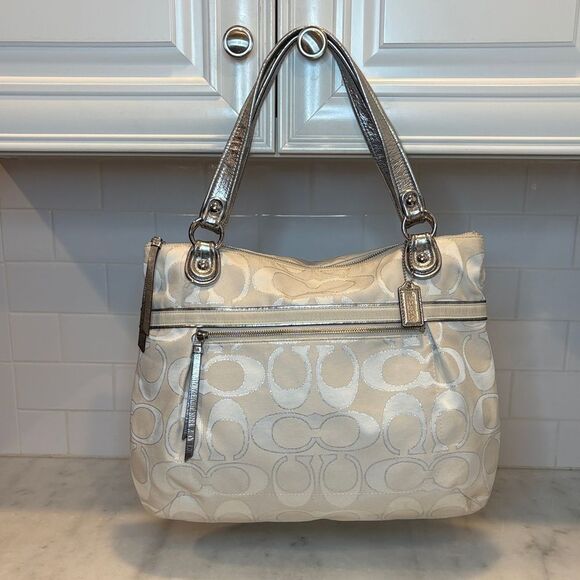 Coach Poppy Lurex Signature Jacquard Glam XL Tote Shoulder Bag - HTF - Picture 1 of 16
